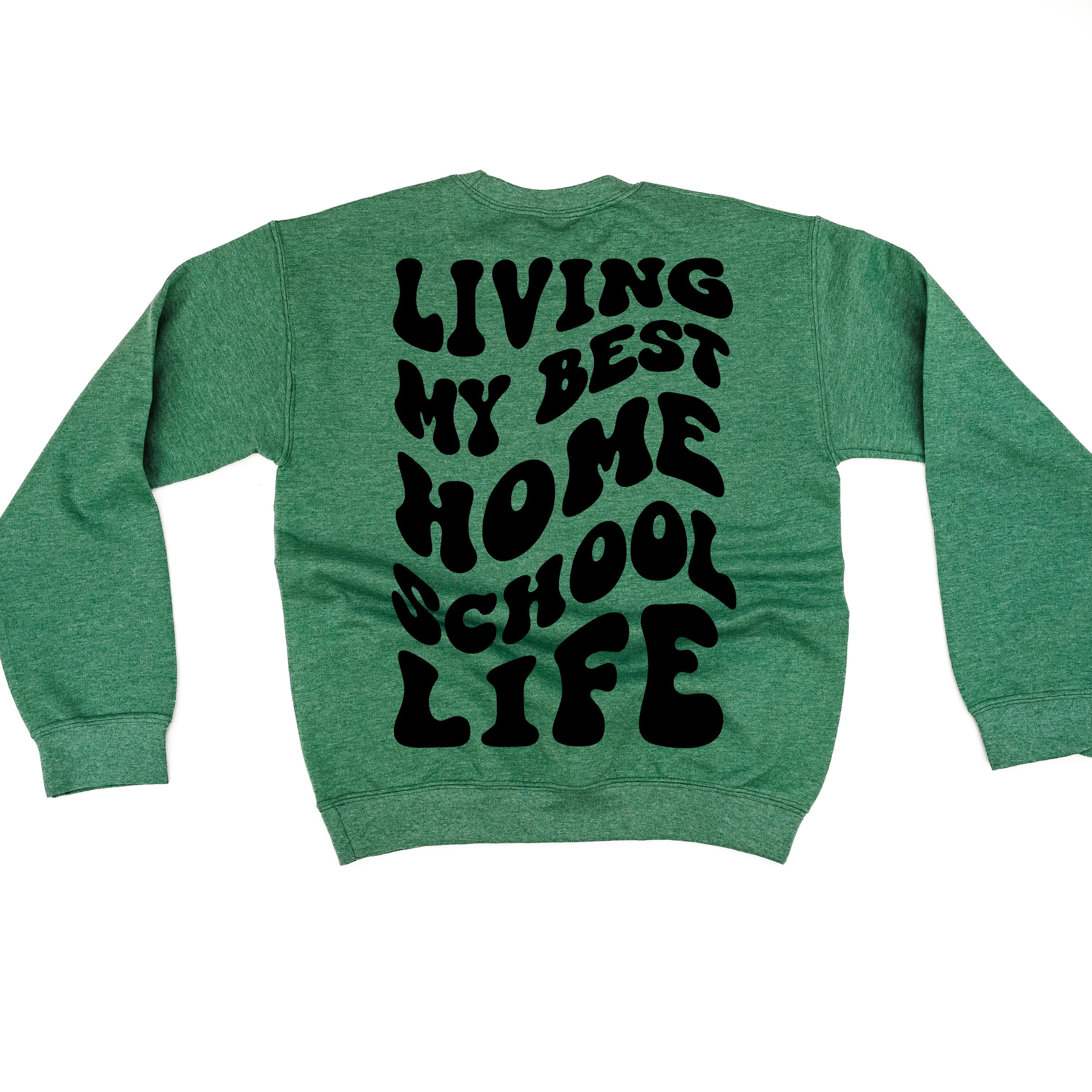 Living My Best Home School Life - Melty Smiley (pf & b) - BASIC Fleece Little Mama Shirt Shop LLC