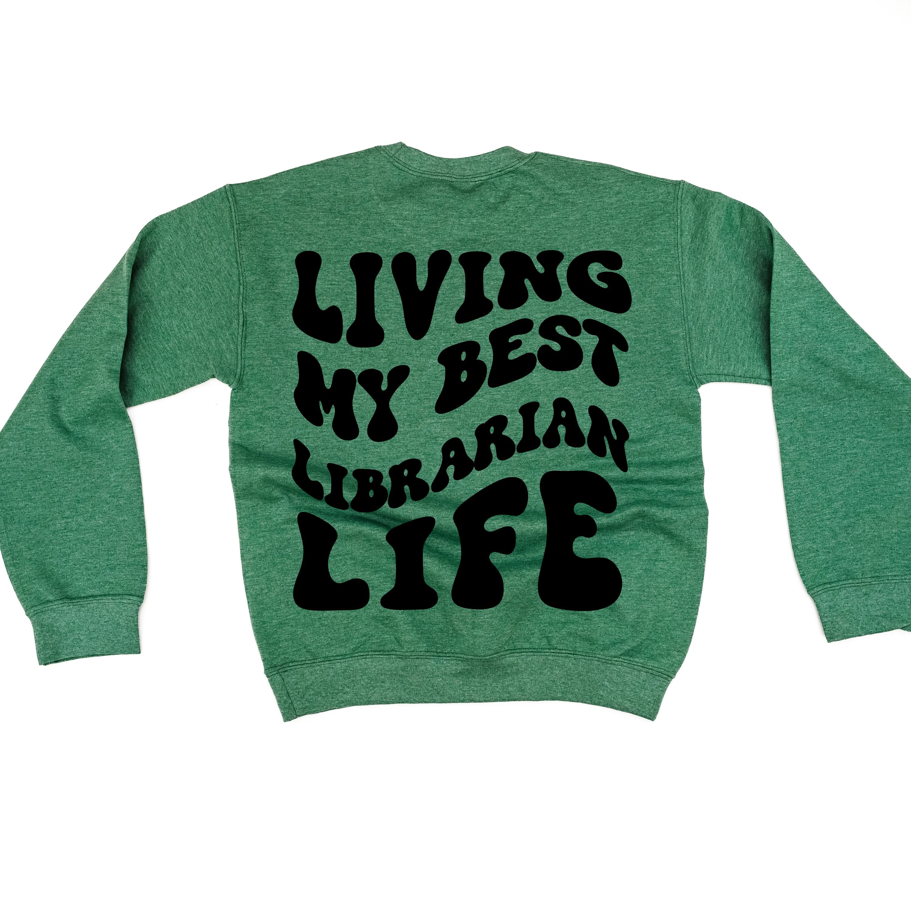 Living My Best Librarian Life - Melty Smiley (pf & b) - BASIC Fleece Little Mama Shirt Shop LLC