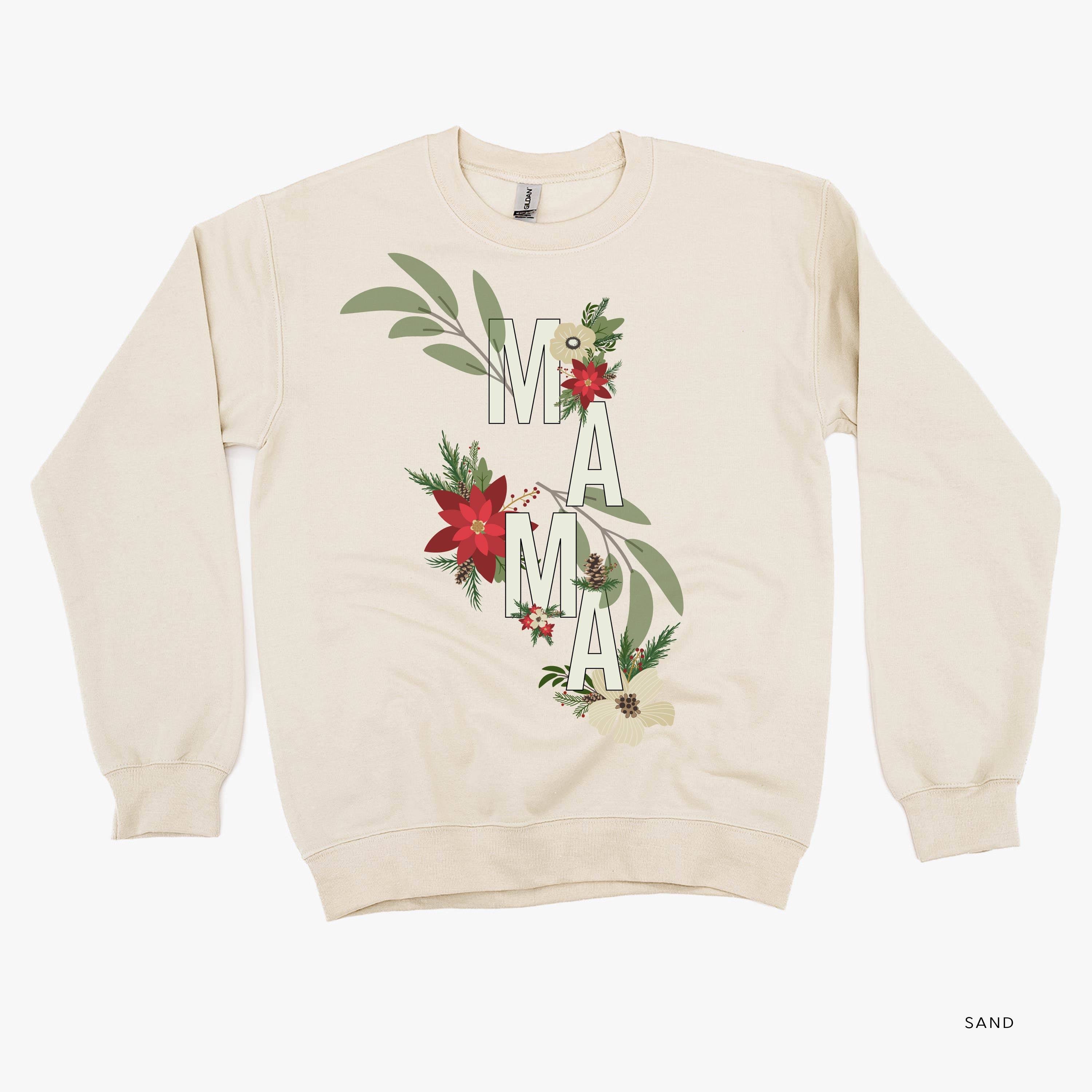 Christmas Floral Mama - BASIC Fleece Little Mama Shirt Shop LLC