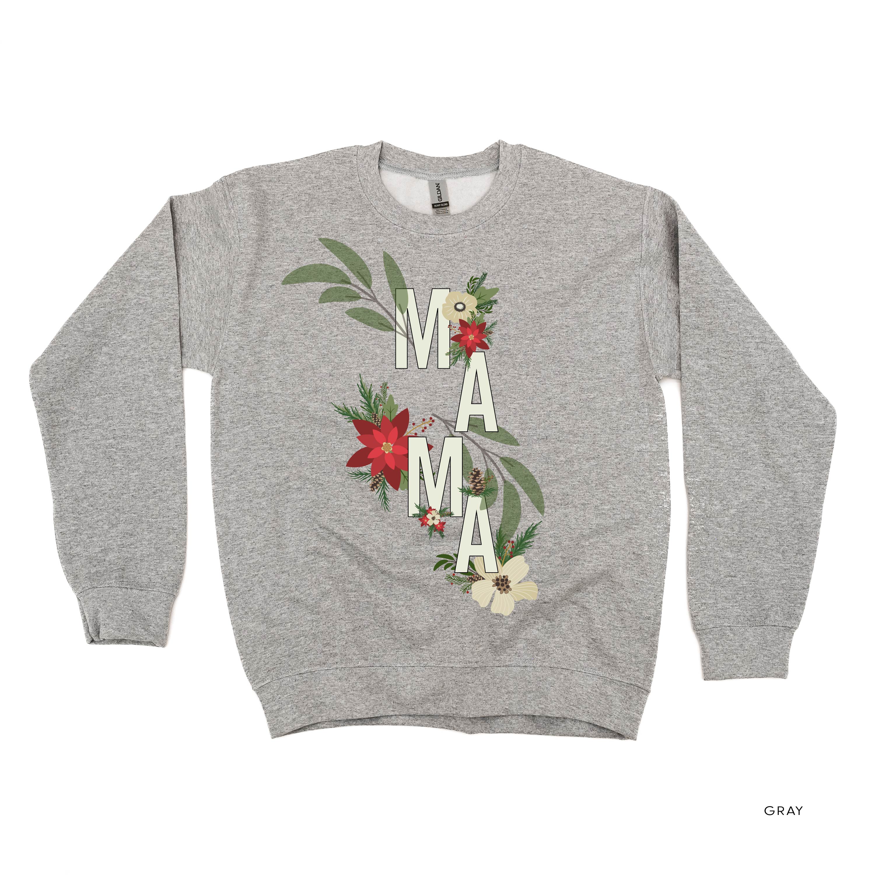 Christmas Floral Mama - BASIC Fleece Little Mama Shirt Shop LLC