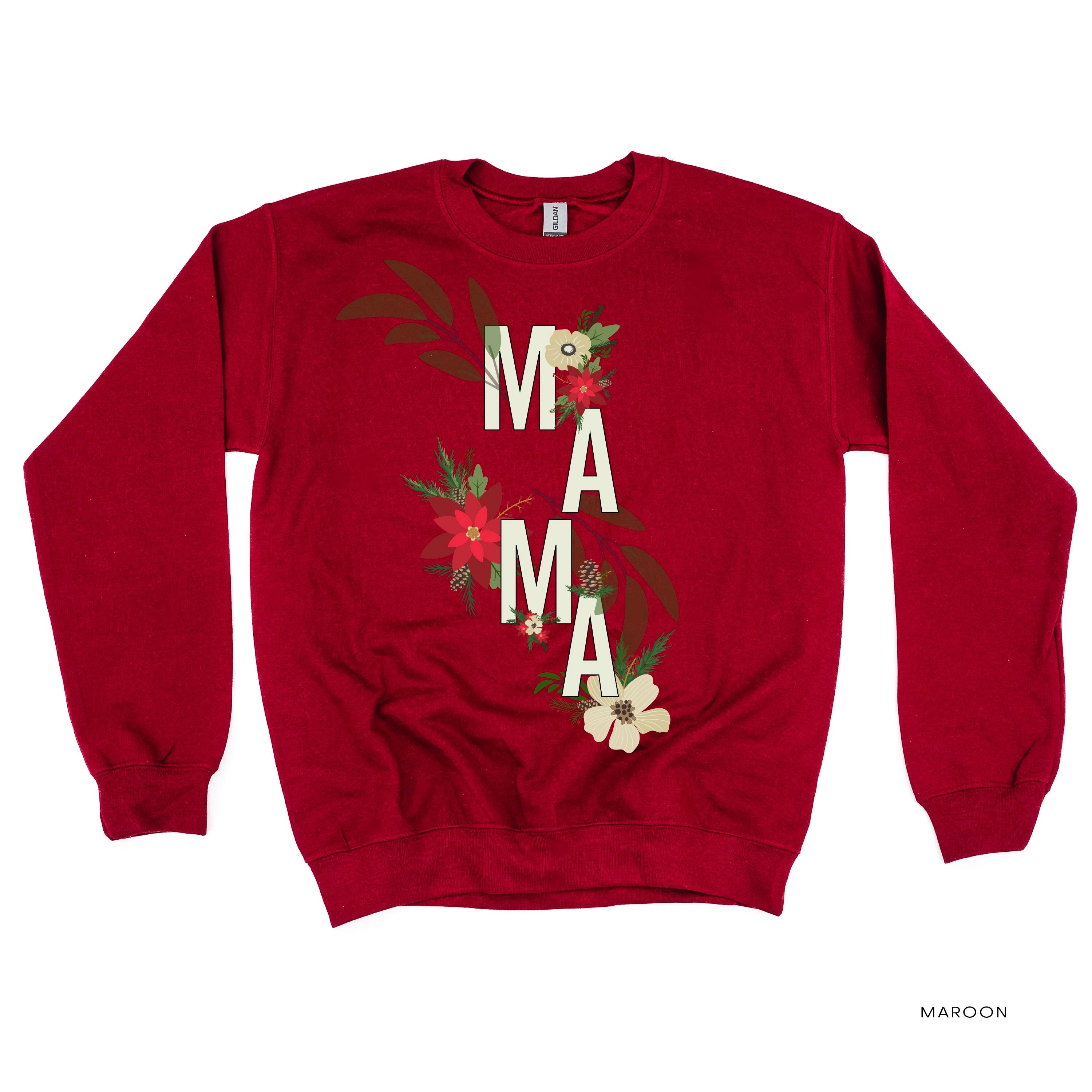 Christmas Floral Mama - BASIC Fleece Little Mama Shirt Shop LLC