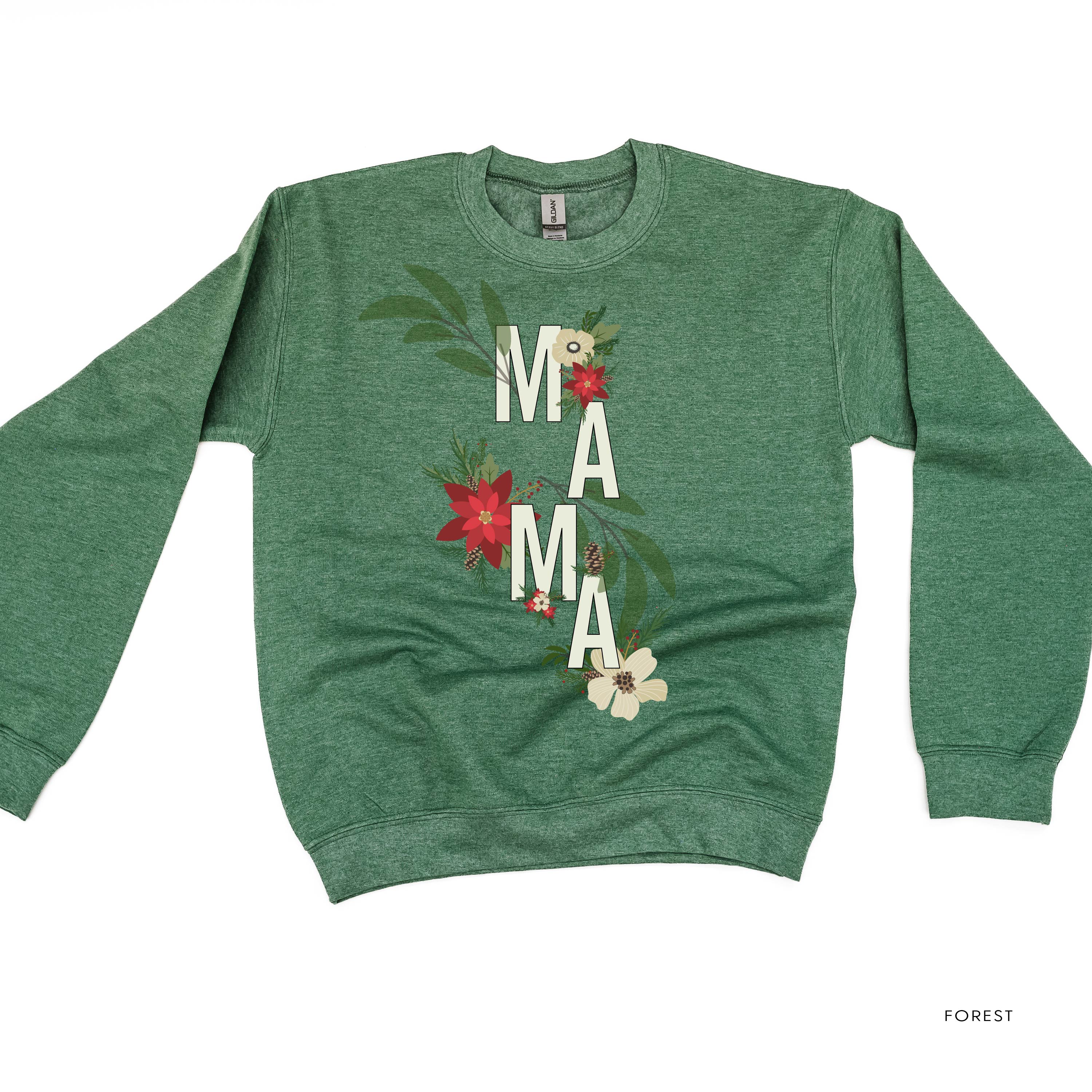 Christmas Floral Mama - BASIC Fleece Little Mama Shirt Shop LLC