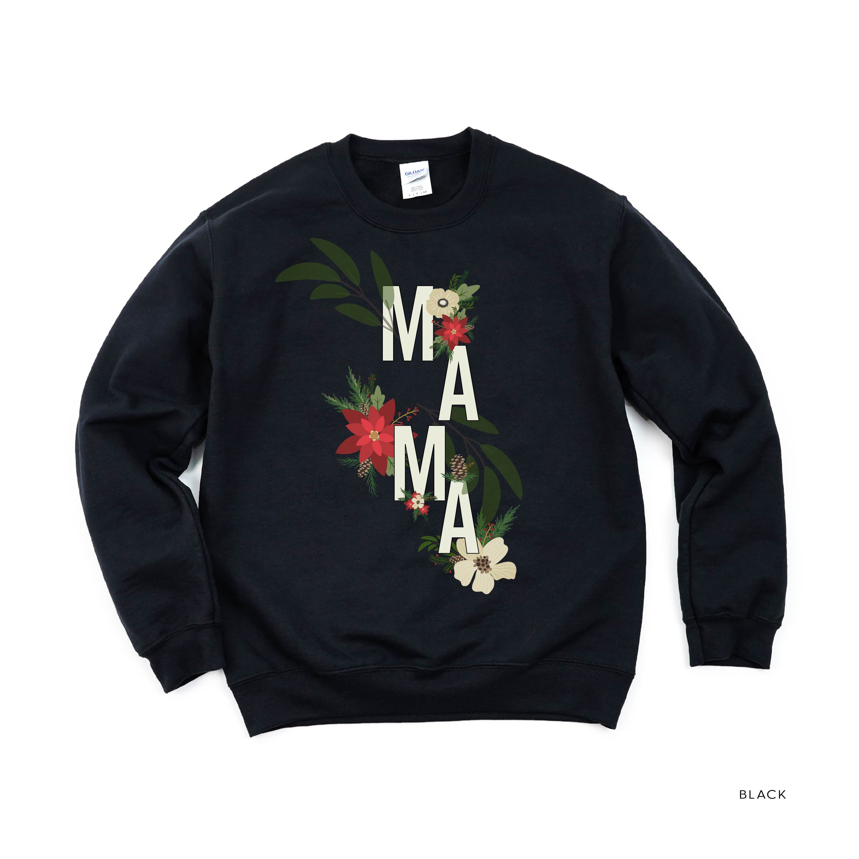 Christmas Floral Mama - BASIC Fleece Little Mama Shirt Shop LLC