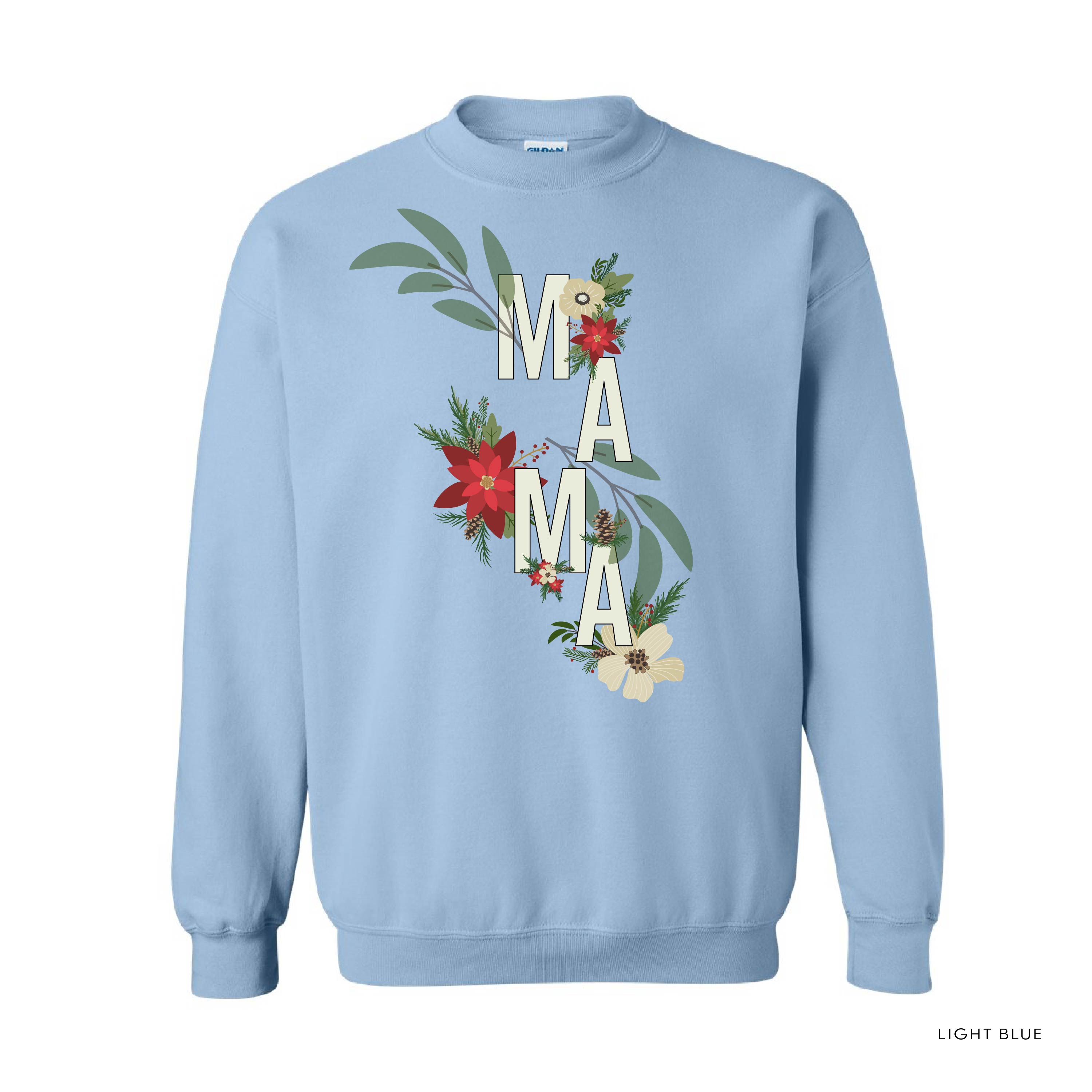 Christmas Floral Mama - BASIC Fleece Little Mama Shirt Shop LLC