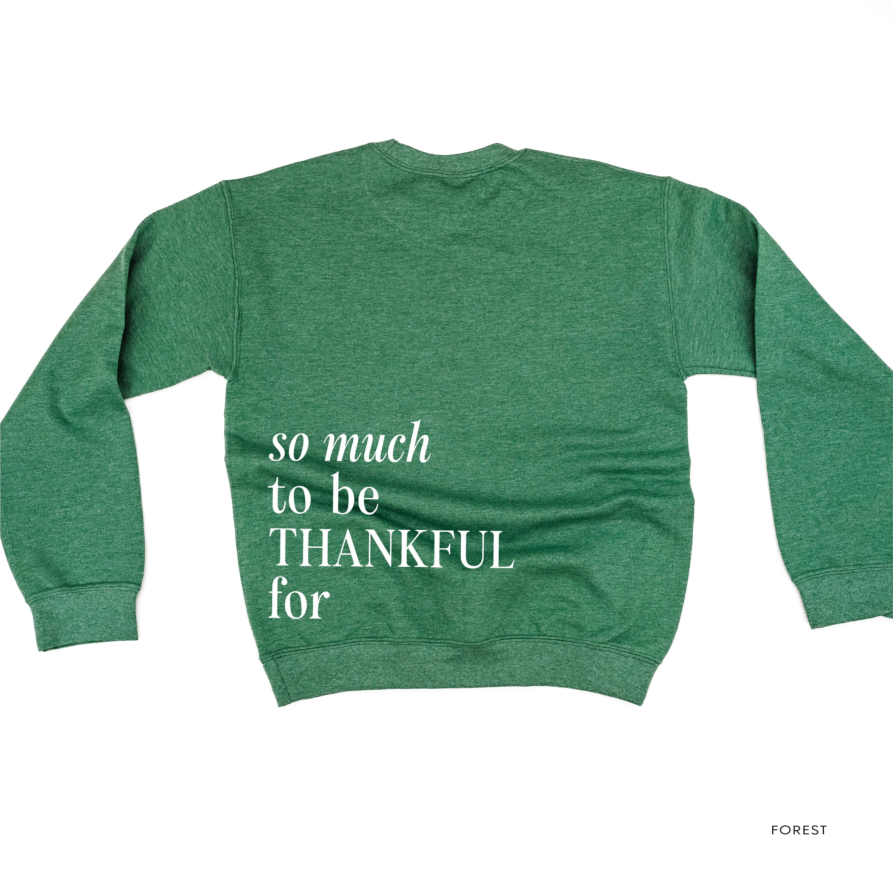 Embroidered Tone on Tone BASIC Fleece - THANKFUL embroidered front with printed SO MUCH TO BE THANKFUL FOR back Little Mama Shirt Shop LLC