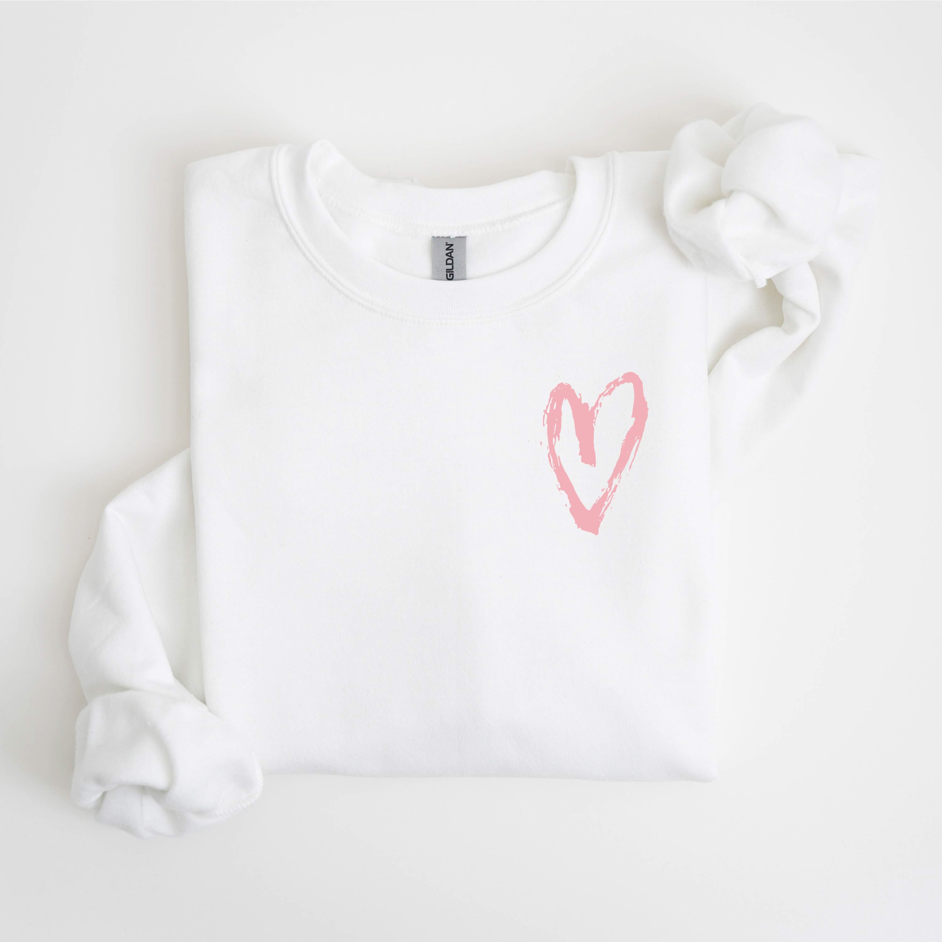Big Heart - Teach Them Love Them Watch Them Grow (pf&b) - White BASIC Fleece Little Mama Shirt Shop LLC