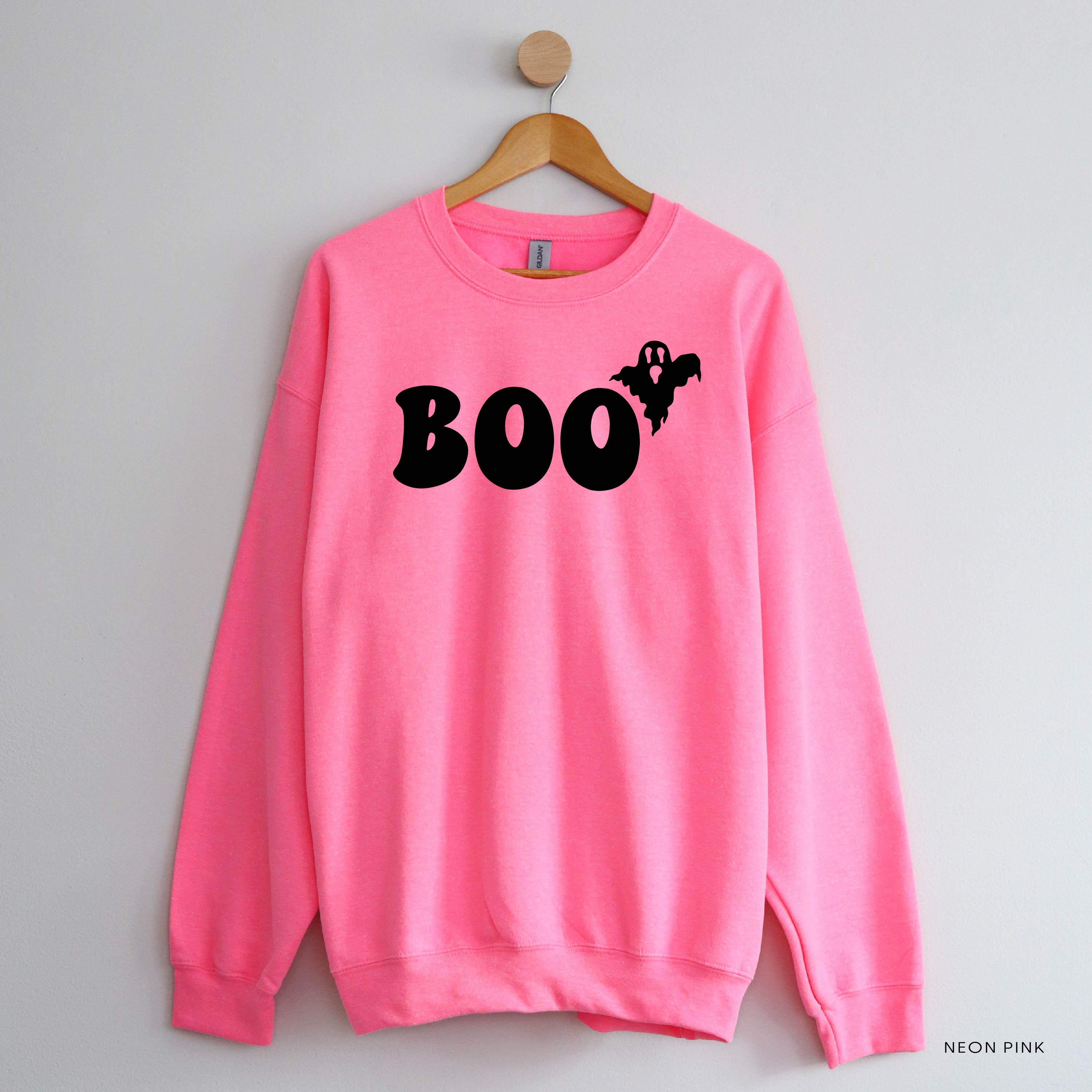 BOO (Ghost) - Basic Fleece Crewneck Little Mama Shirt Shop LLC