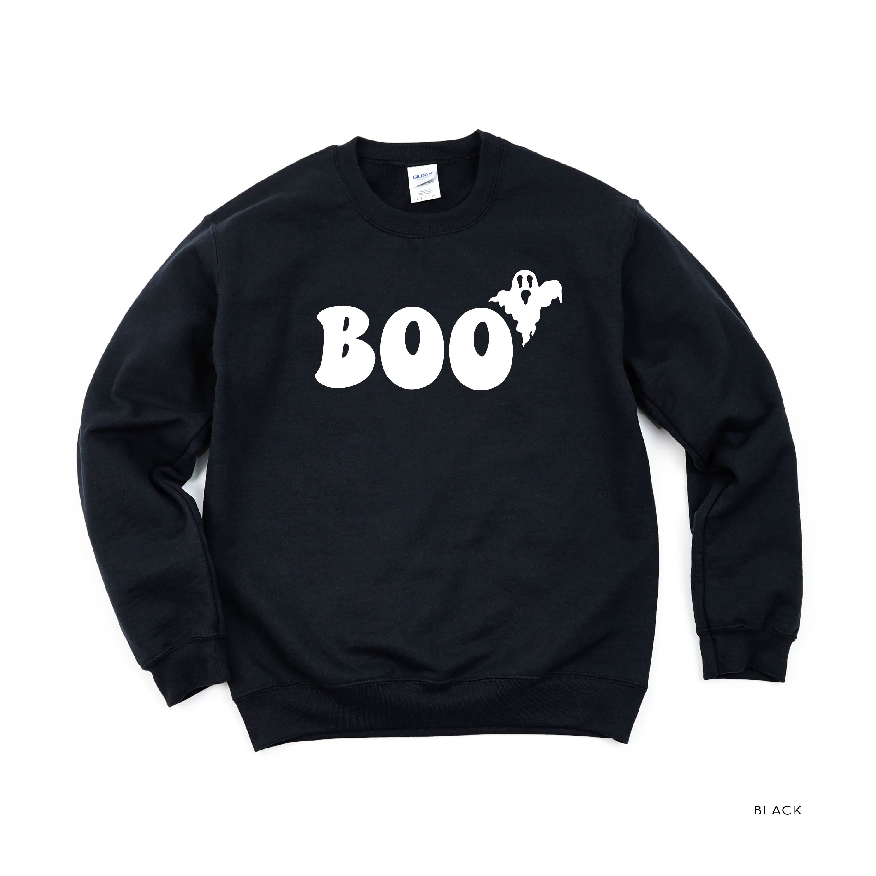 BOO (Ghost) - Basic Fleece Crewneck Little Mama Shirt Shop LLC