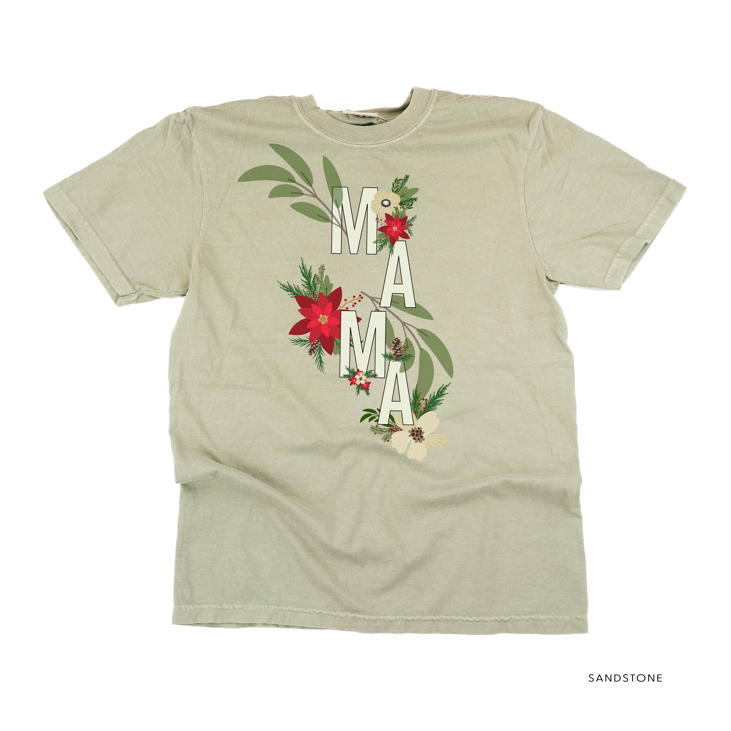 Christmas Floral Mama - Comfort Colors Tee Little Mama Shirt Shop