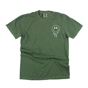 Living My Best Home School Life - Melty Smiley (pf & b) - Comfort Colors Tee Little Mama Shirt Shop