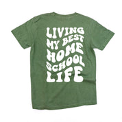 Living My Best Home School Life - Melty Smiley (pf & b) - Comfort Colors Tee Little Mama Shirt Shop