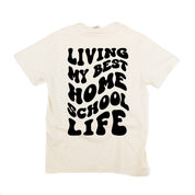 Living My Best Home School Life - Melty Smiley (pf & b) - Comfort Colors Tee Little Mama Shirt Shop