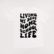 Living My Best Home School Life - Melty Smiley (pf & b) - Comfort Colors Tee Little Mama Shirt Shop