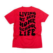 Living My Best Home School Life - Melty Smiley (pf & b) - Comfort Colors Tee Little Mama Shirt Shop