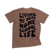 Living My Best Home School Life - Melty Smiley (pf & b) - Comfort Colors Tee Little Mama Shirt Shop