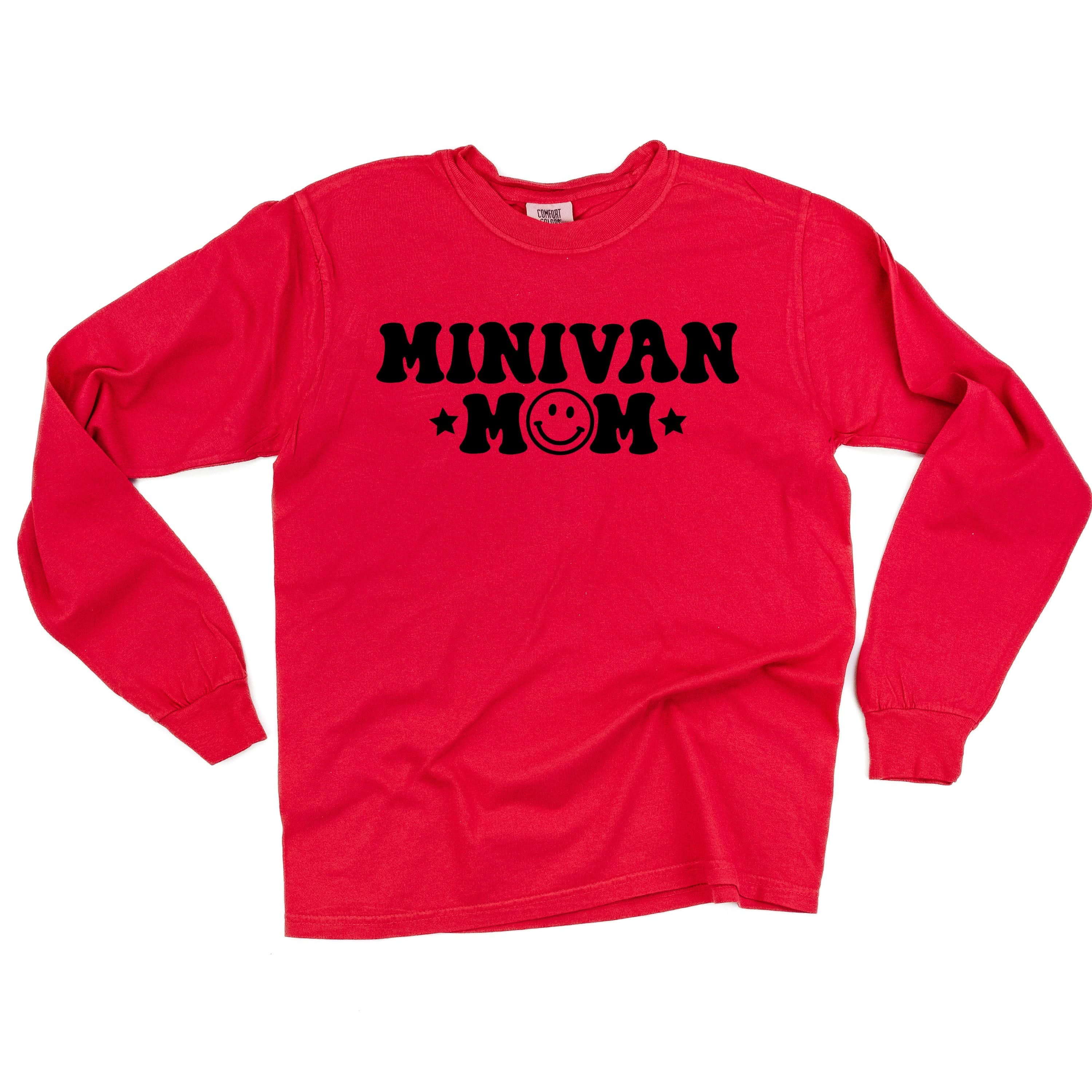 Minivan Mom - Smiley Face (f & b) - LONG SLEEVE Comfort Colors Tee Little Mama Shirt Shop