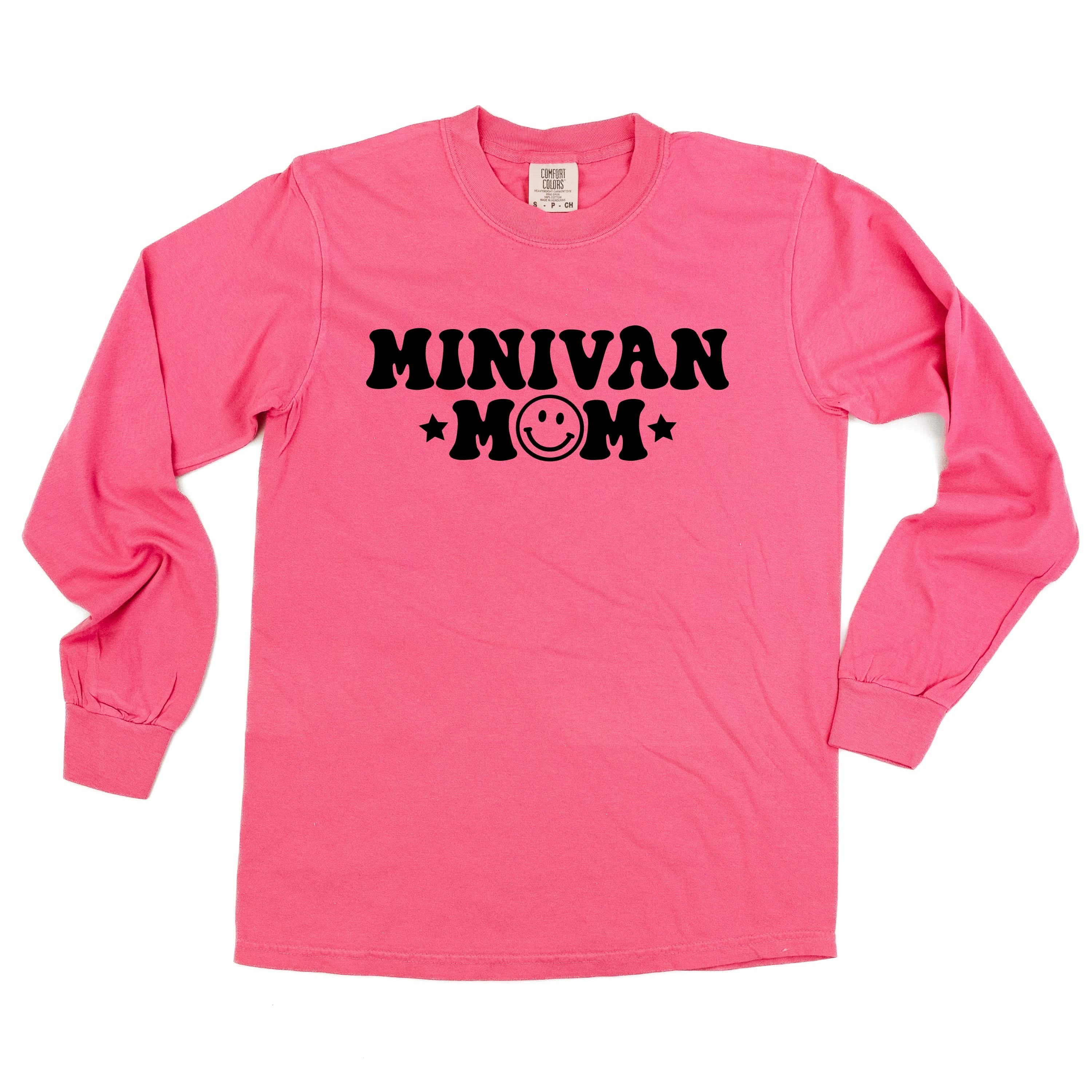 Minivan Mom - Smiley Face (f & b) - LONG SLEEVE Comfort Colors Tee Little Mama Shirt Shop