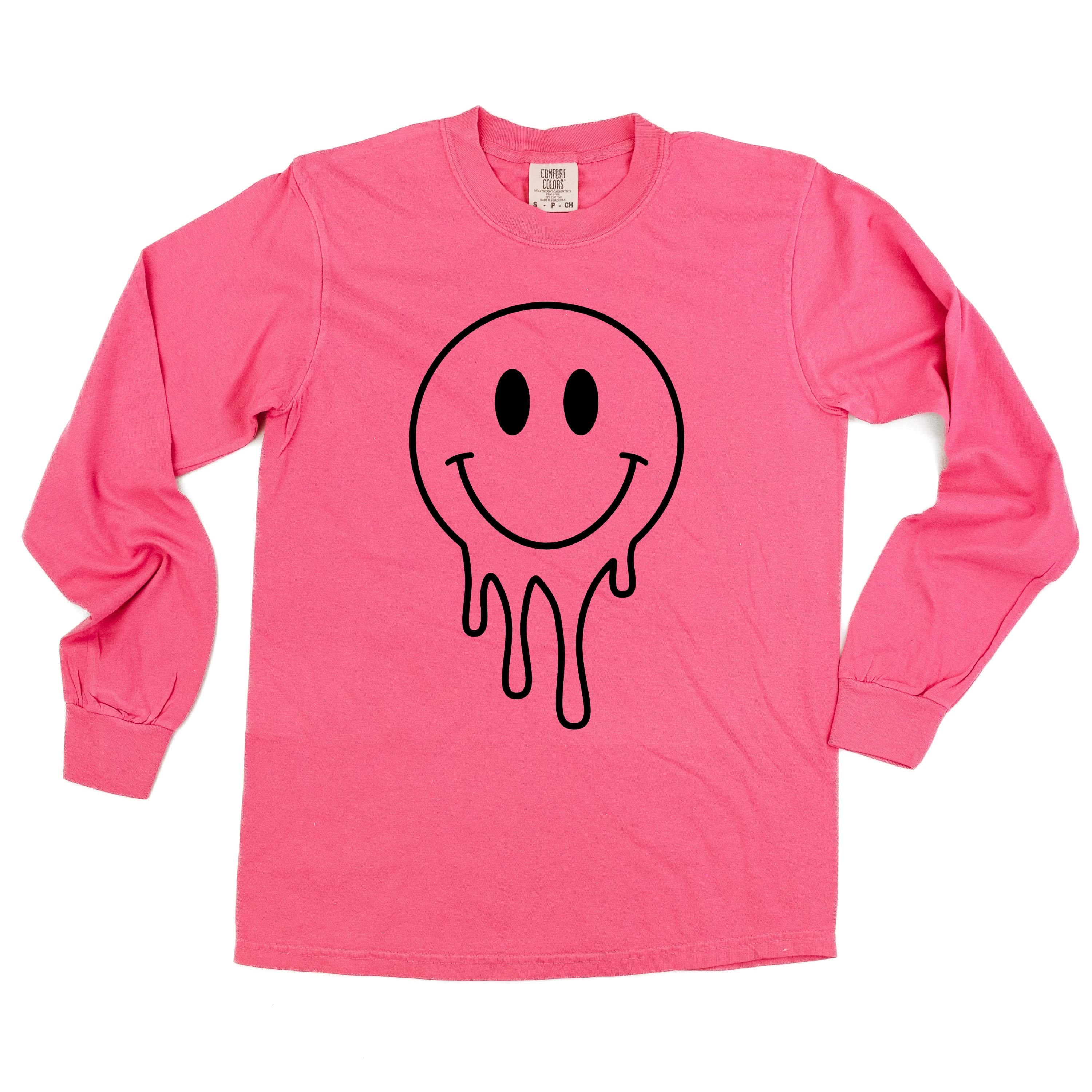 One of Those School Days - Melty Smiley (f & b) - LONG SLEEVE Comfort Colors Tee Little Mama Shirt Shop