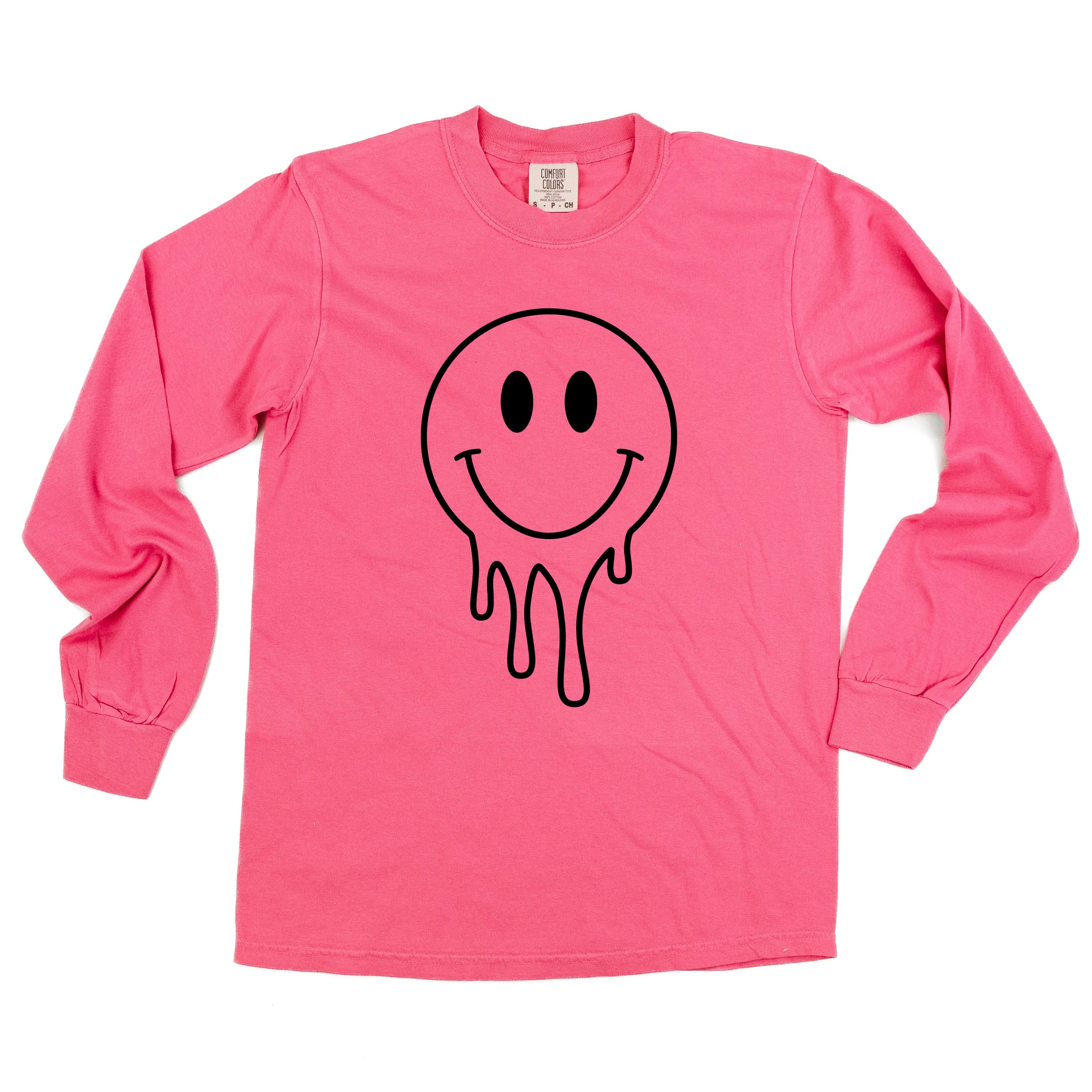 Melty Smiley (Full) - LONG SLEEVE Comfort Colors Tee Little Mama Shirt Shop