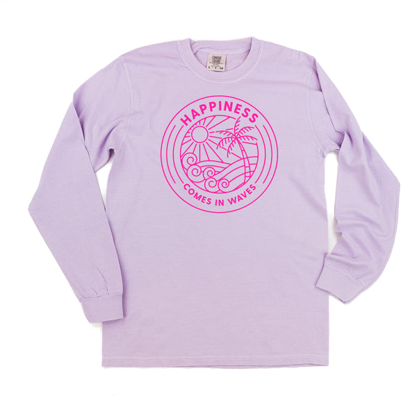 HAPPINESS COMES IN WAVES - LONG SLEEVE COMFORT COLORS TEE