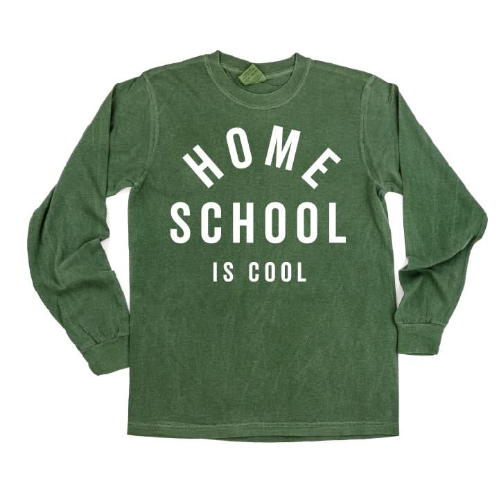 Home School Is Cool - LONG SLEEVE Comfort Colors Tee Little Mama Shirt Shop