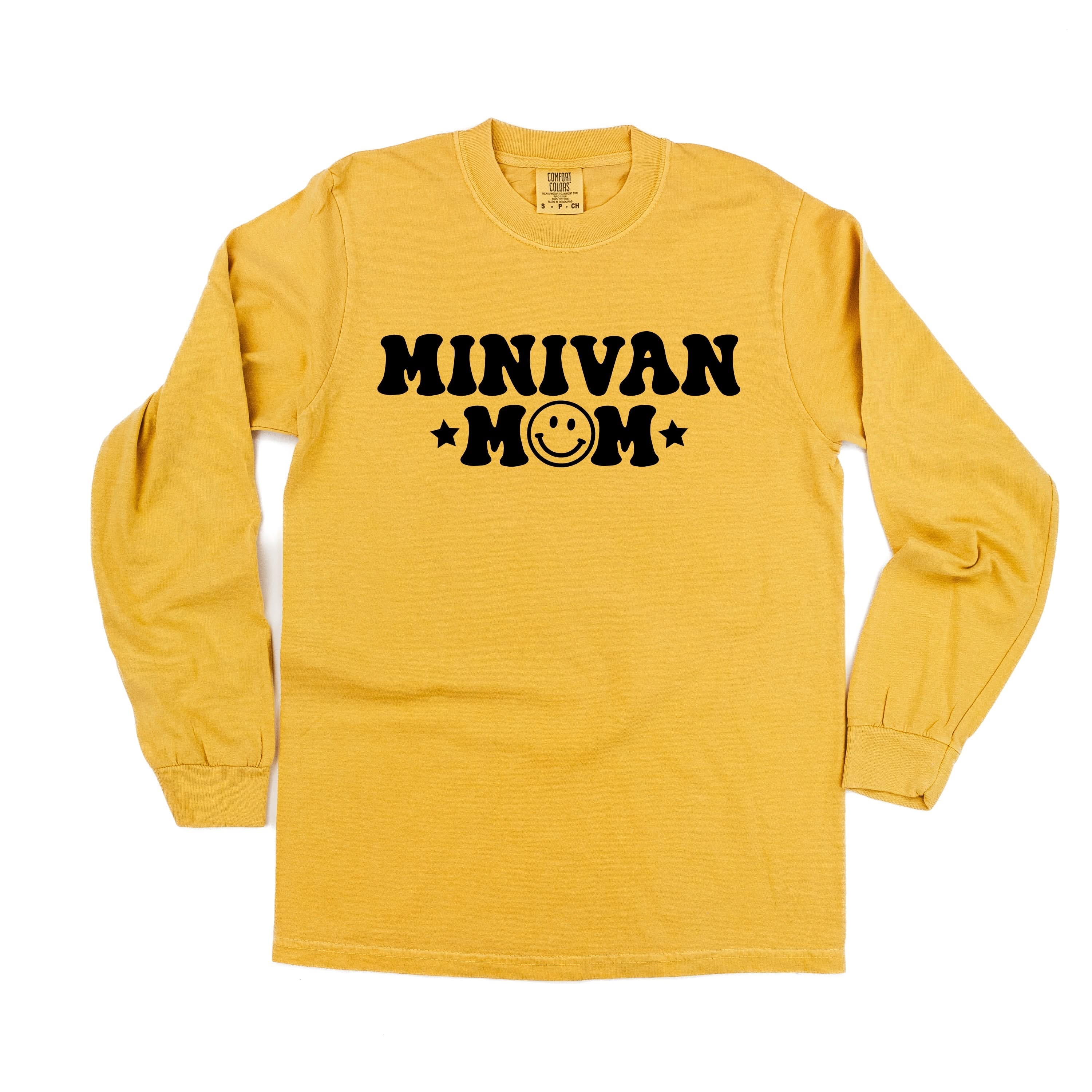 Minivan Mom - Smiley Face (f & b) - LONG SLEEVE Comfort Colors Tee Little Mama Shirt Shop