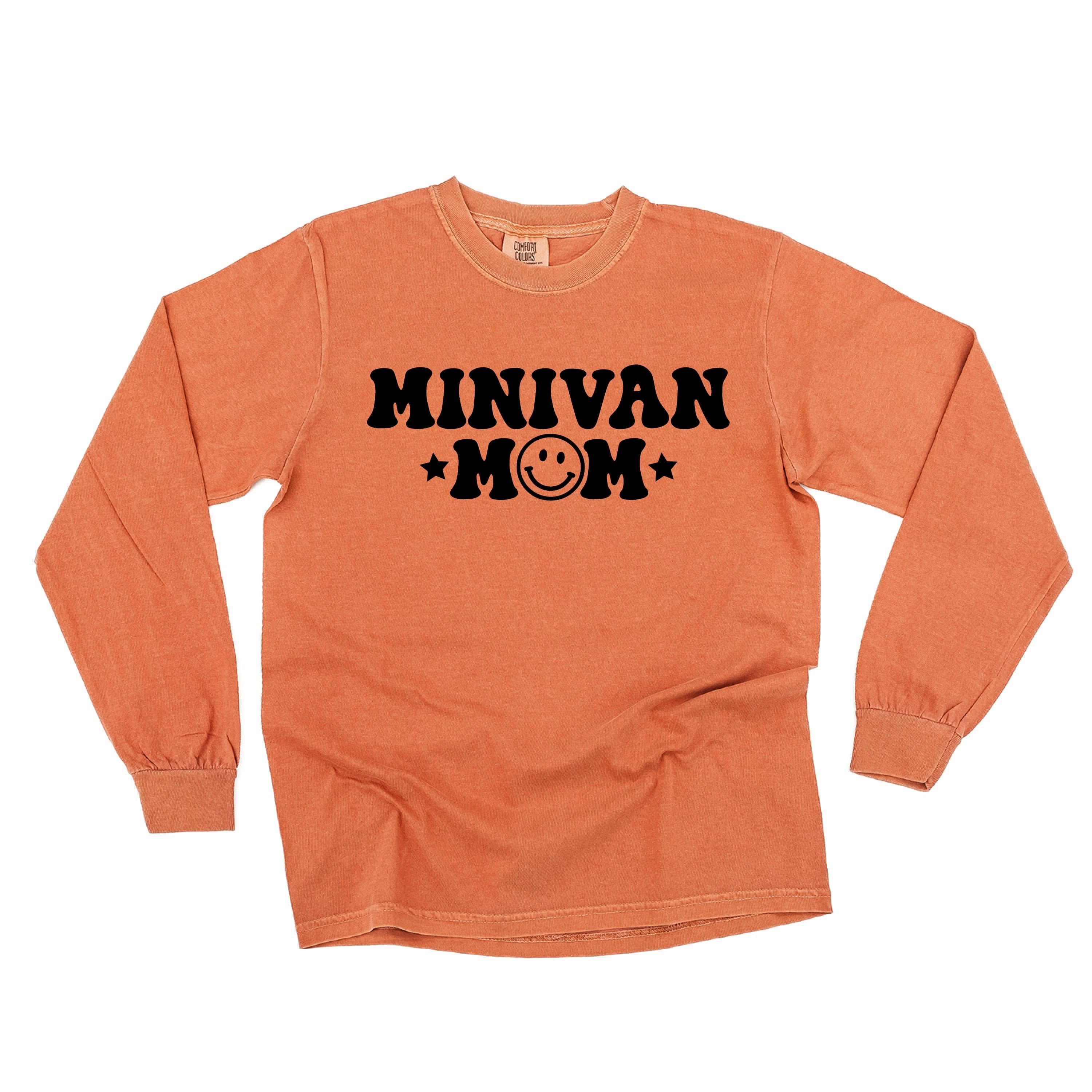 Minivan Mom - Smiley Face (f & b) - LONG SLEEVE Comfort Colors Tee Little Mama Shirt Shop