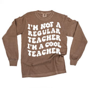 I'm Not a Regular Teacher I'm a Cool Teacher - Flower (f & b) - LONG SLEEVE Comfort Colors Tee Little Mama Shirt Shop