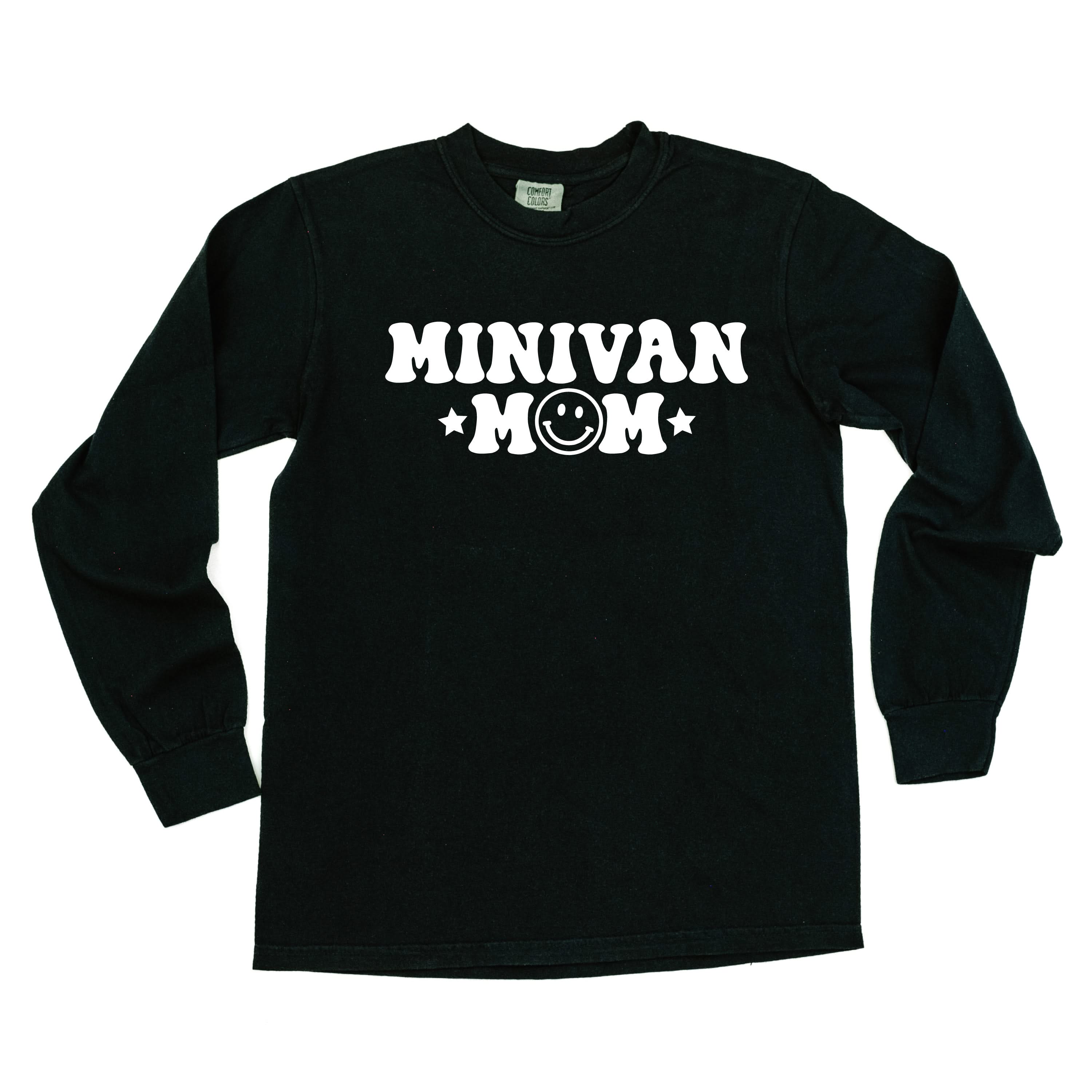 Minivan Mom - Smiley Face (f & b) - LONG SLEEVE Comfort Colors Tee Little Mama Shirt Shop