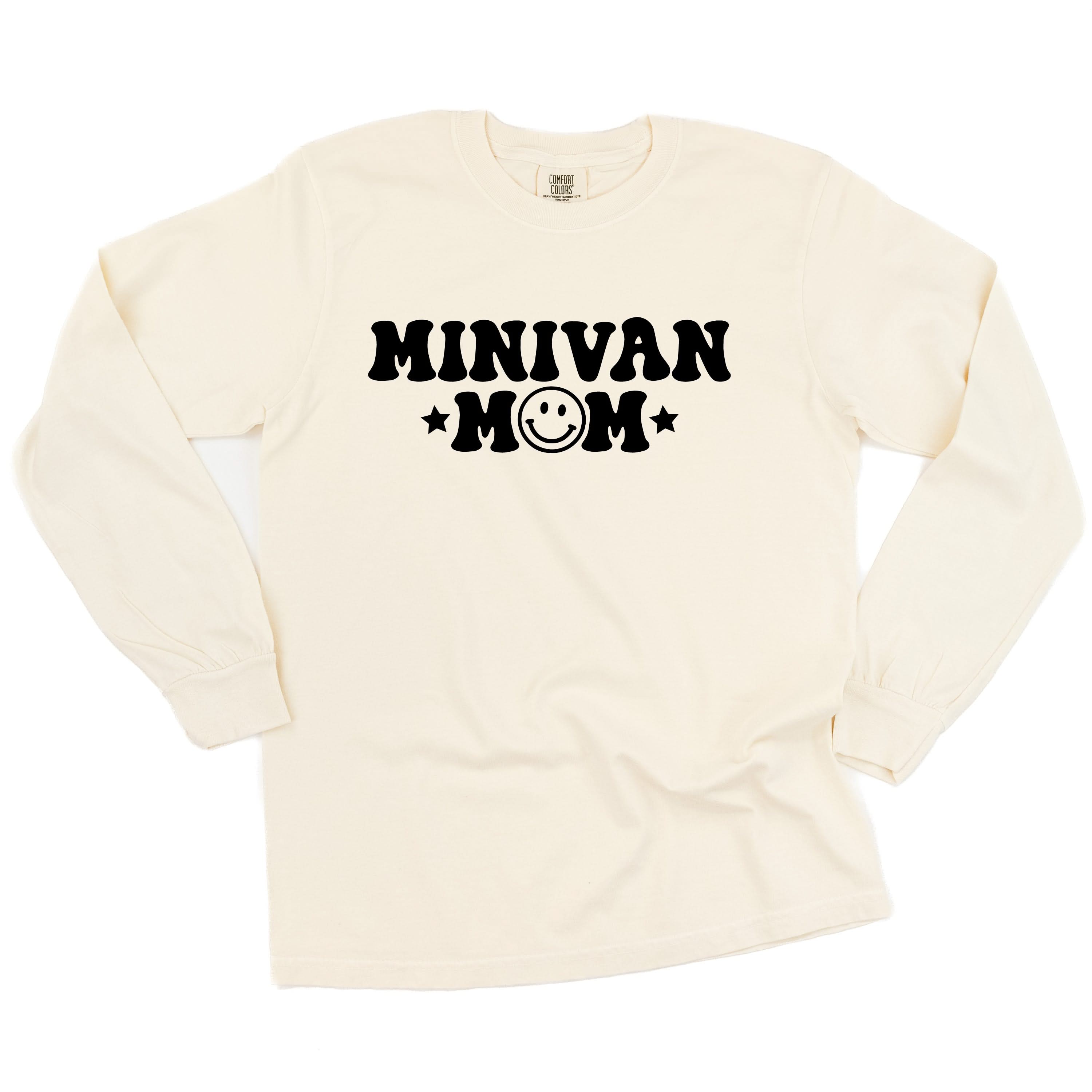Minivan Mom - Smiley Face (f & b) - LONG SLEEVE Comfort Colors Tee Little Mama Shirt Shop