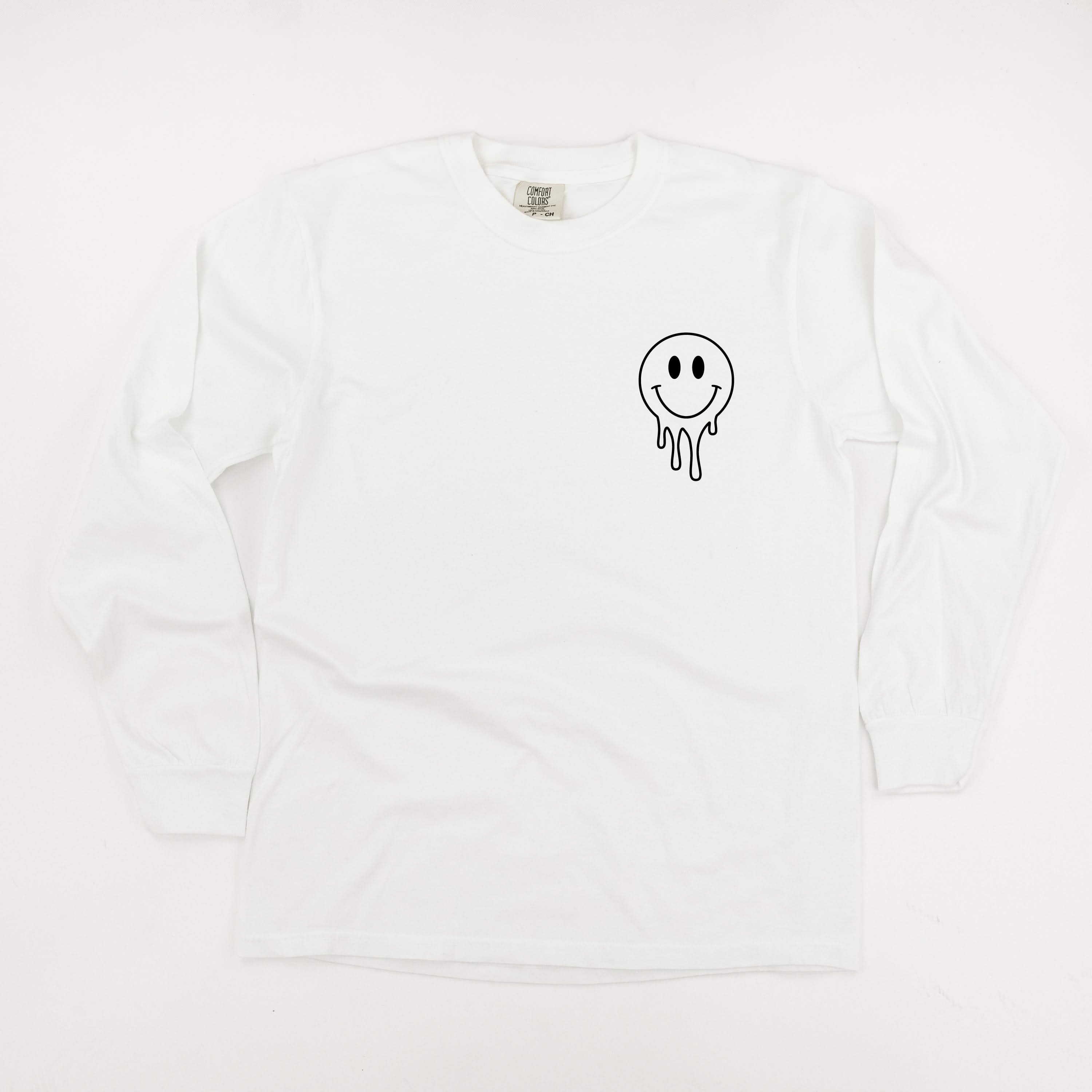 Living My Best Home School Life - Melty Smiley (pf & b)- LONG SLEEVE Comfort Colors Tee Little Mama Shirt Shop