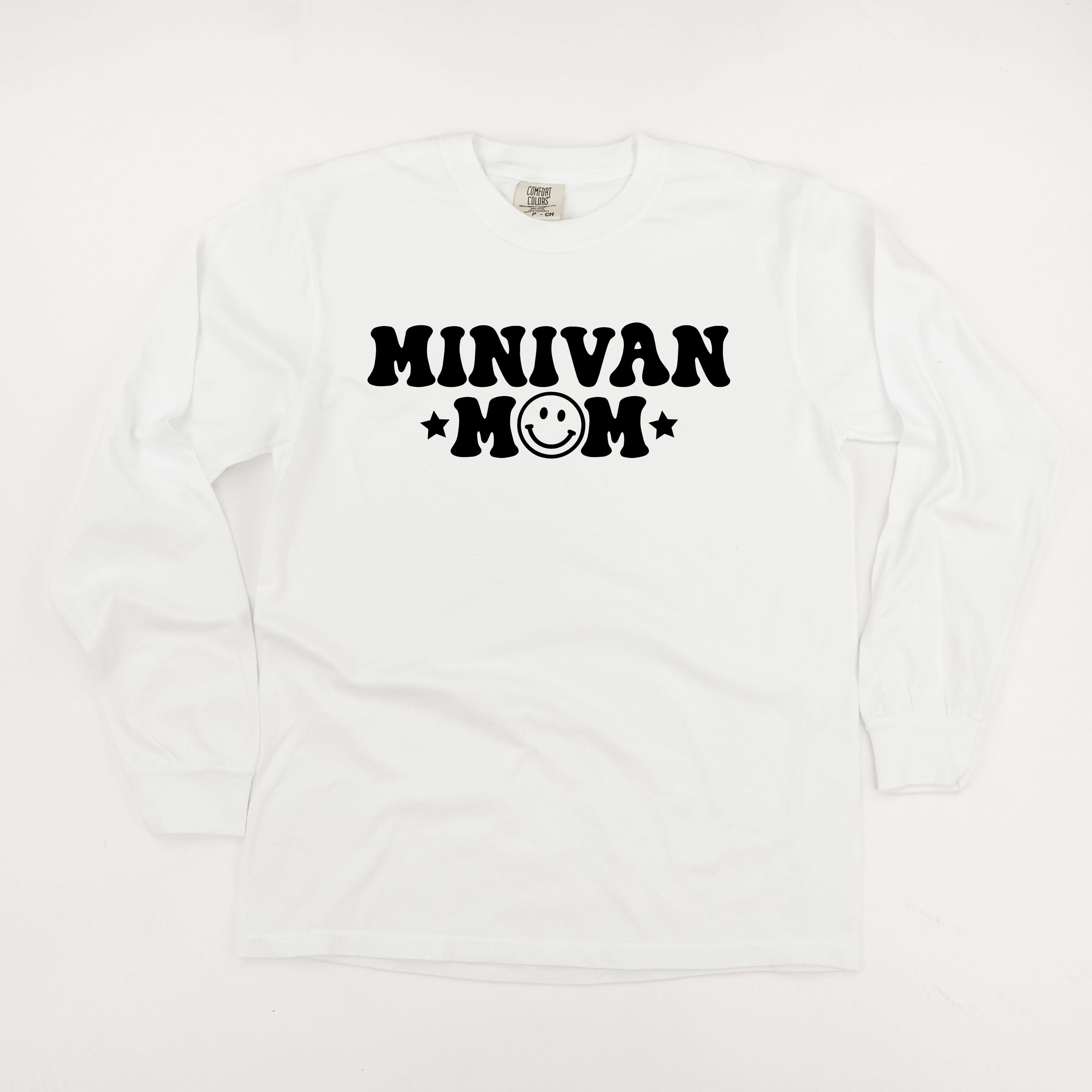 Minivan Mom - Smiley Face (f & b) - LONG SLEEVE Comfort Colors Tee Little Mama Shirt Shop