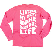 Living My Best Home School Life - Melty Smiley (pf & b)- LONG SLEEVE Comfort Colors Tee Little Mama Shirt Shop
