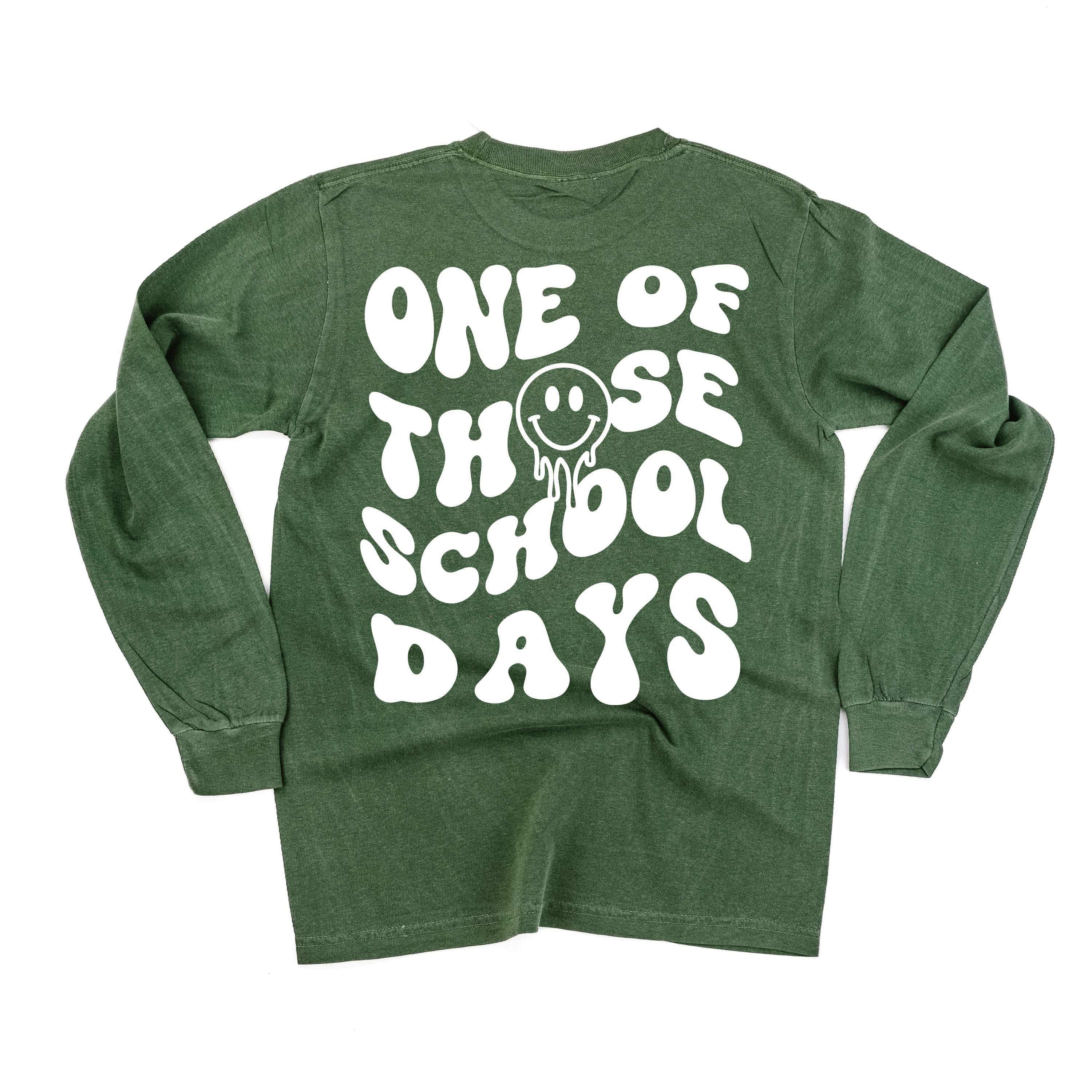 One of Those School Days - Melty Smiley (f & b) - LONG SLEEVE Comfort Colors Tee Little Mama Shirt Shop
