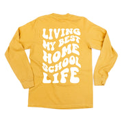 Living My Best Home School Life - Melty Smiley (pf & b)- LONG SLEEVE Comfort Colors Tee Little Mama Shirt Shop