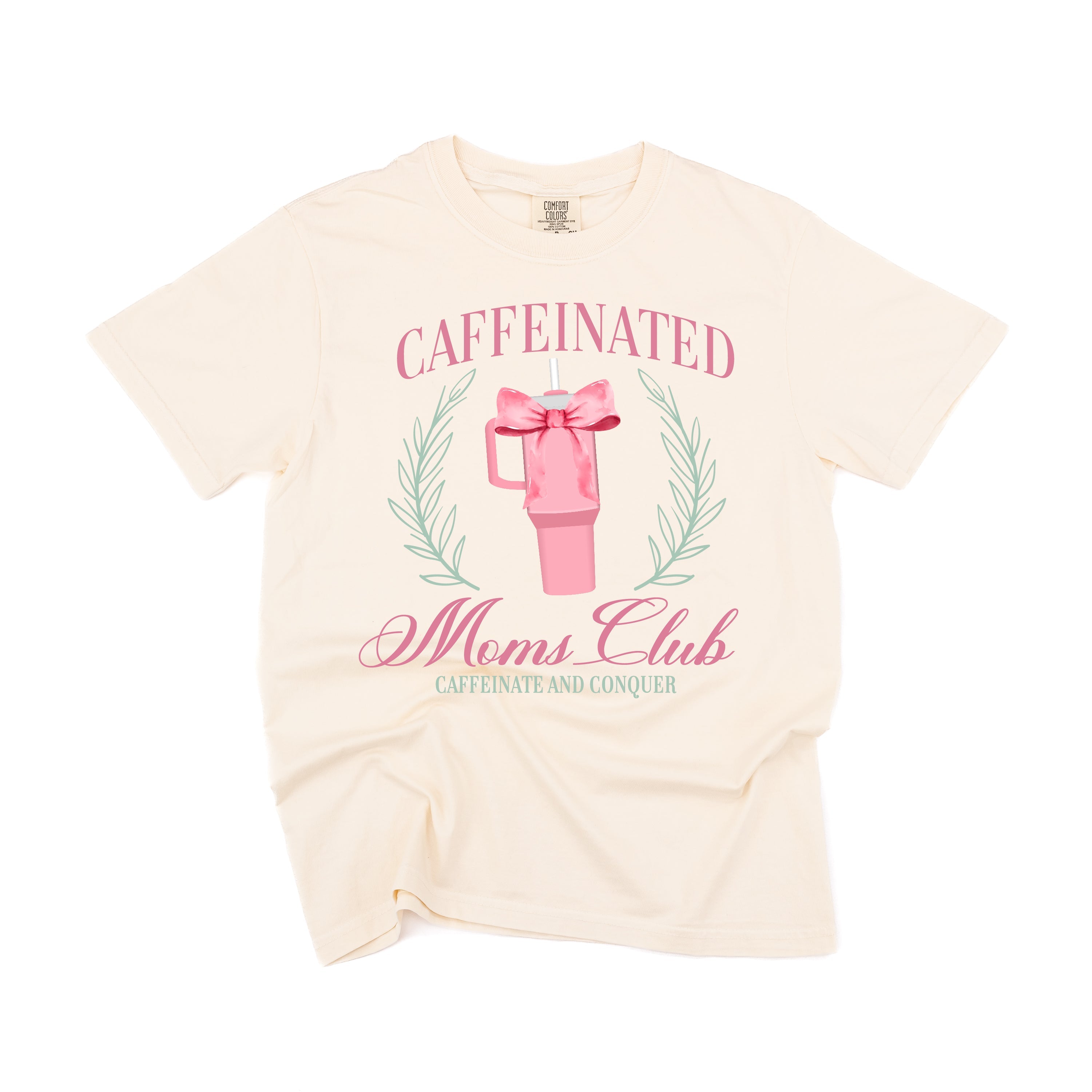 Caffeinated Moms Club (Girl's Girl Version) - Comfort Colors Tee Little Mama Shirt Shop