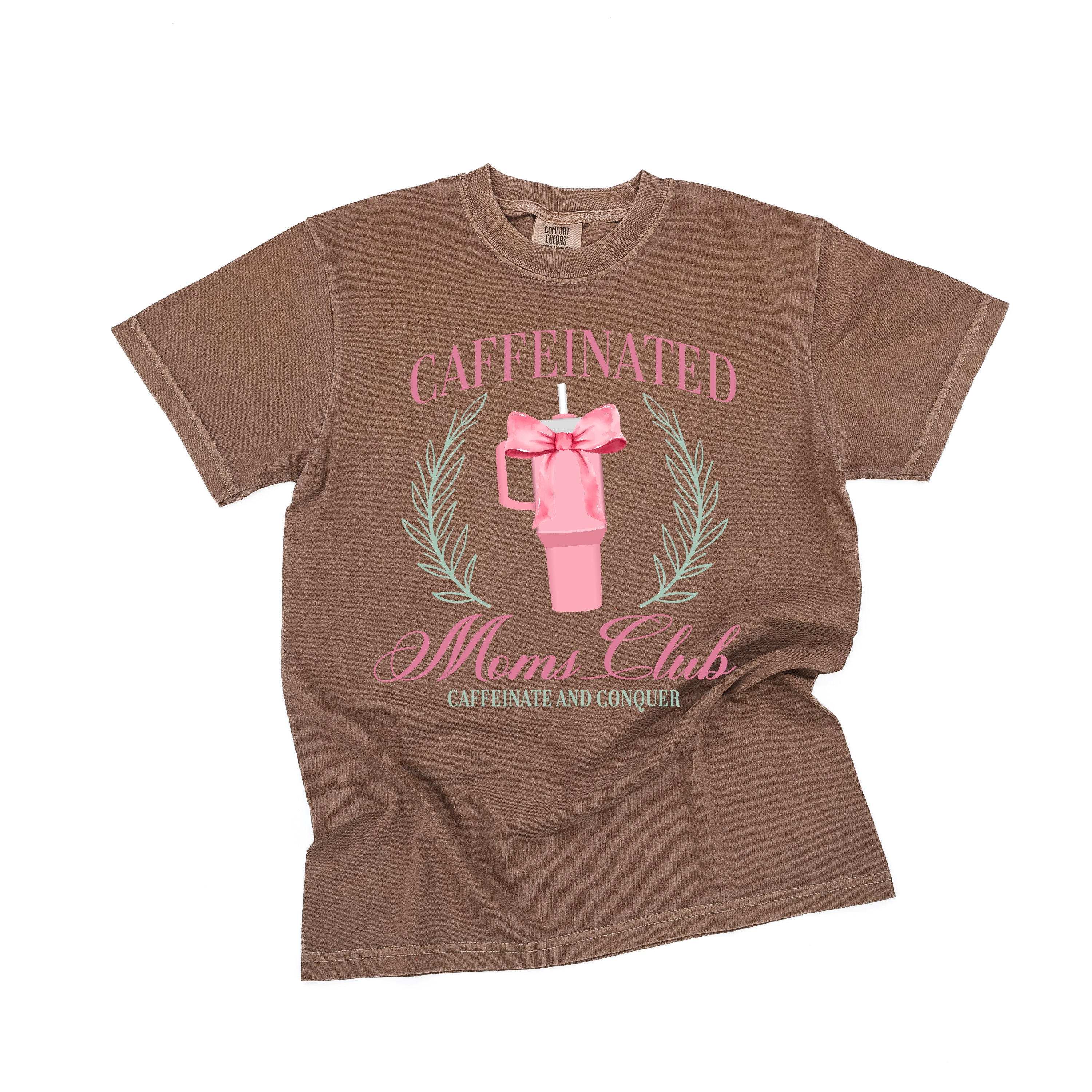Caffeinated Moms Club (Girl's Girl Version) - Comfort Colors Tee Little Mama Shirt Shop