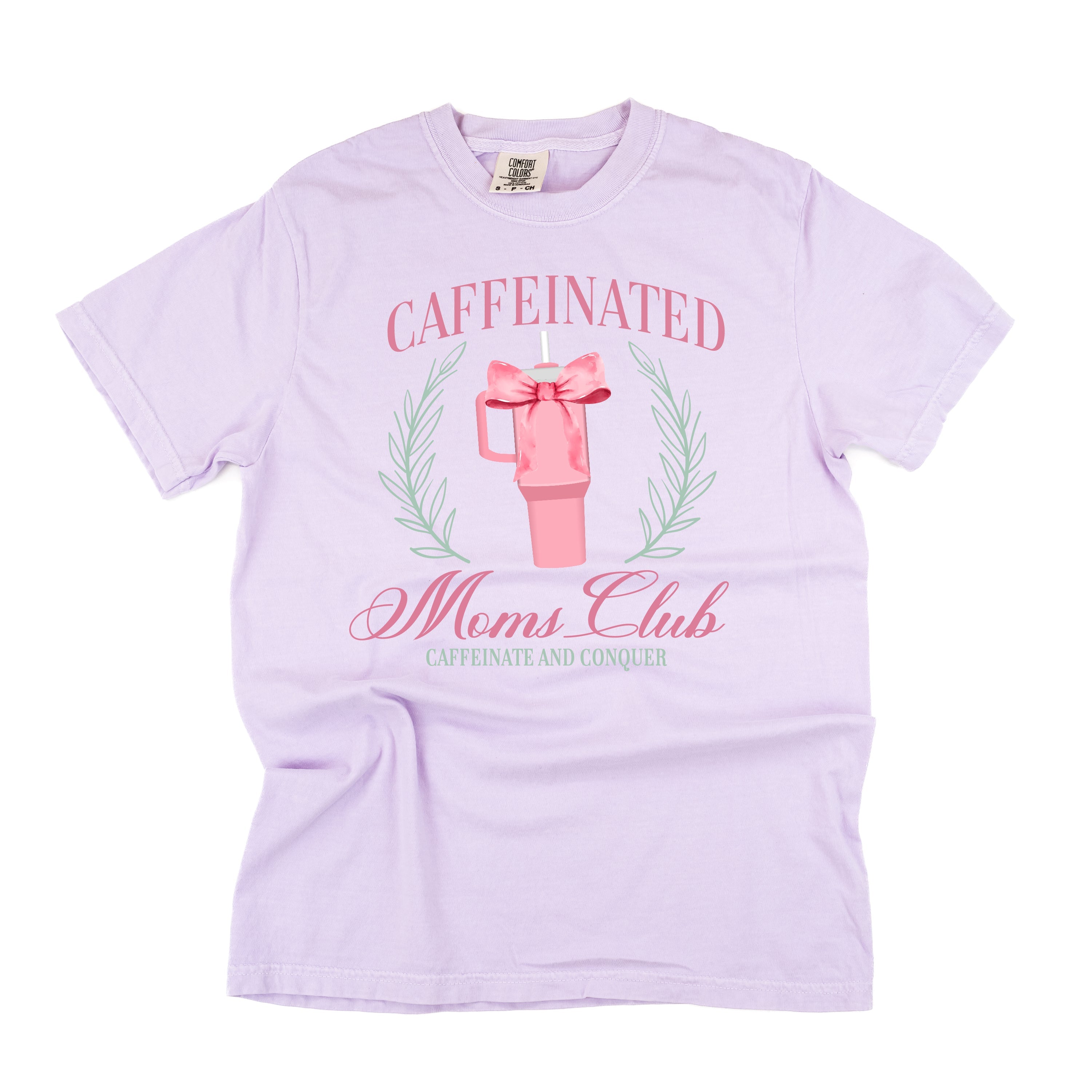 Caffeinated Moms Club (Girl's Girl Version) - Comfort Colors Tee Little Mama Shirt Shop