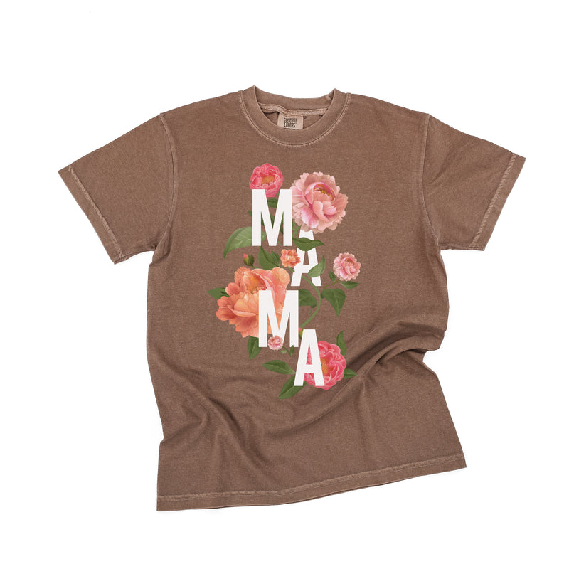 Colorful Florals - MAMA - SHORT SLEEVE COMFORT COLORS TEE