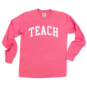 Teach (Varsity) - LONG SLEEVE Comfort Colors Tee Little Mama Shirt Shop