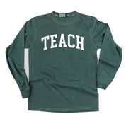 Teach (Varsity) - LONG SLEEVE Comfort Colors Tee Little Mama Shirt Shop