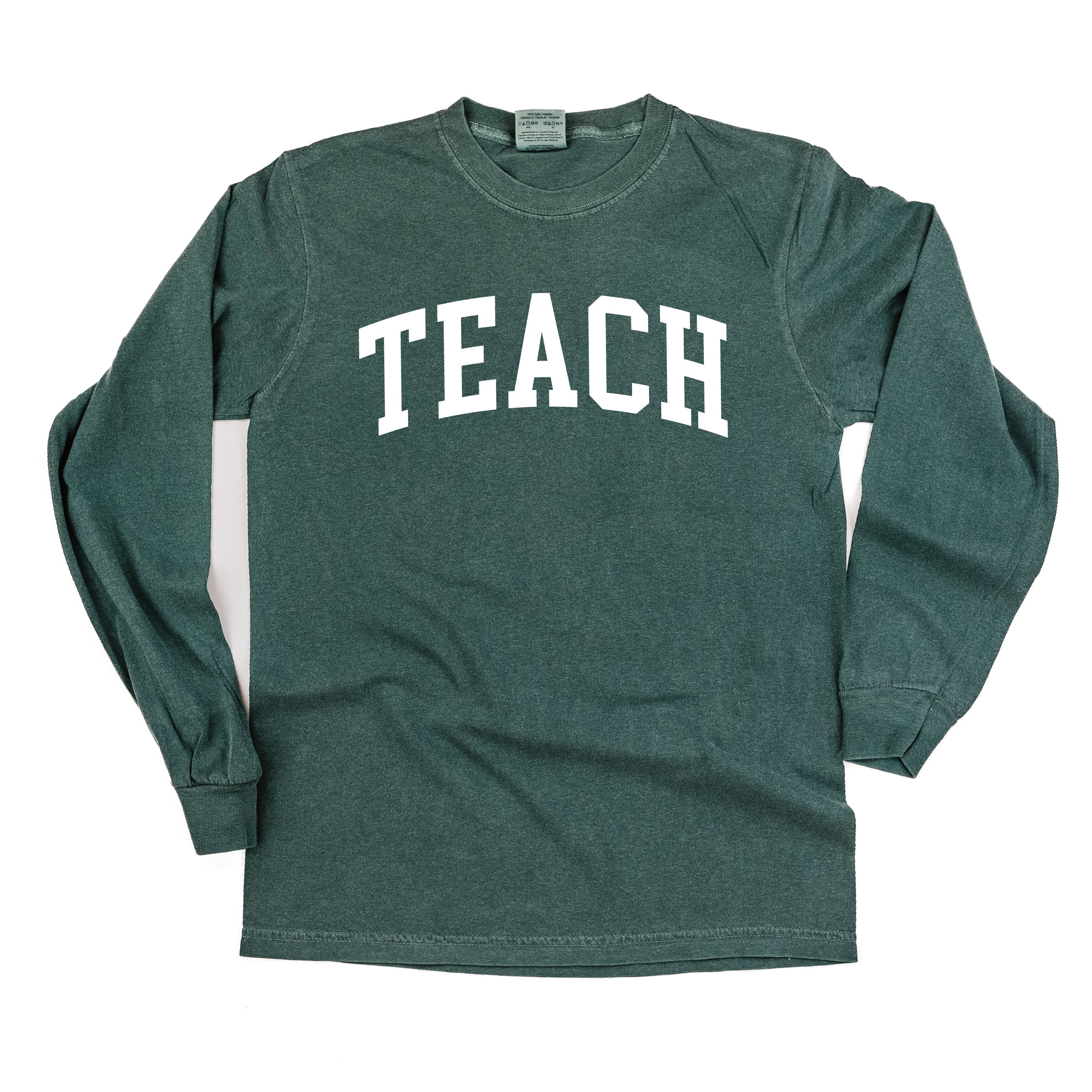 Teach (Varsity) - LONG SLEEVE Comfort Colors Tee Little Mama Shirt Shop
