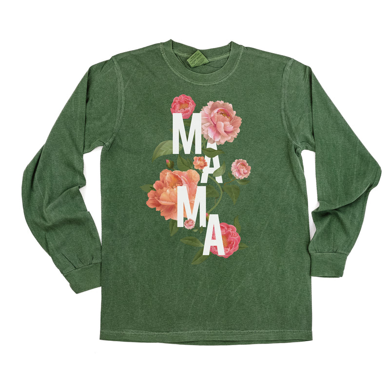 Colorful Florals - MAMA - LONG SLEEVE COMFORT COLORS TEE