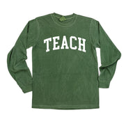 Teach (Varsity) - LONG SLEEVE Comfort Colors Tee Little Mama Shirt Shop