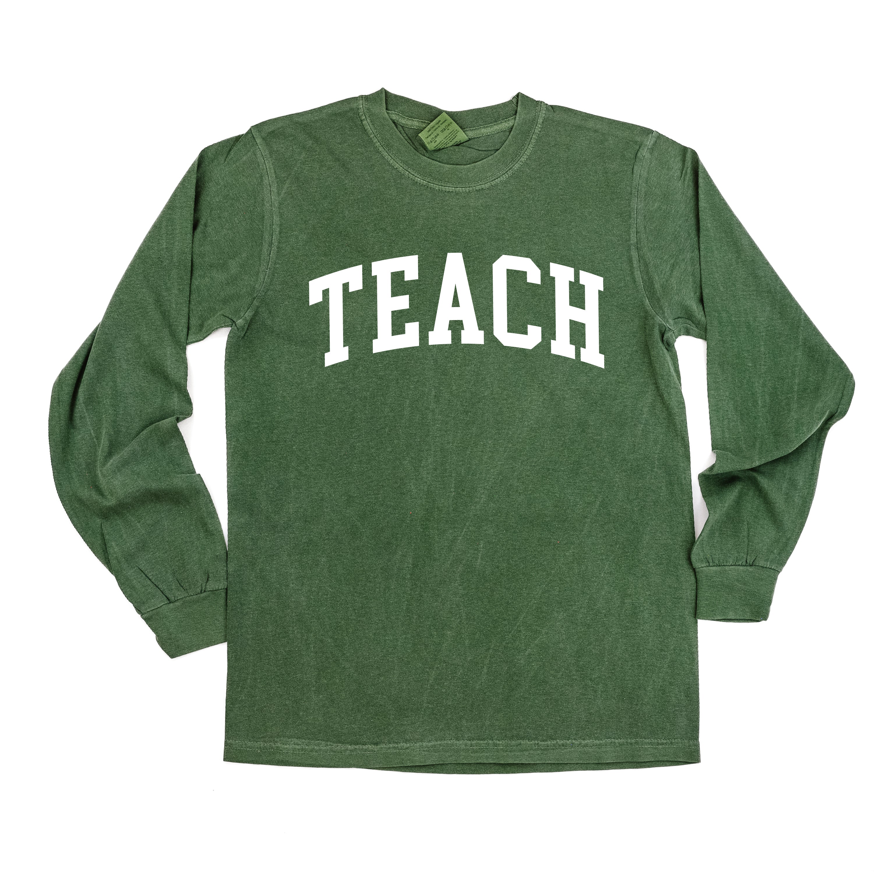 Teach (Varsity) - LONG SLEEVE Comfort Colors Tee Little Mama Shirt Shop