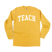 Teach (Varsity) - LONG SLEEVE Comfort Colors Tee Little Mama Shirt Shop