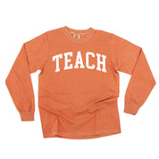 Teach (Varsity) - LONG SLEEVE Comfort Colors Tee Little Mama Shirt Shop