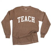 Teach (Varsity) - LONG SLEEVE Comfort Colors Tee Little Mama Shirt Shop