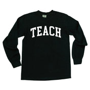 Teach (Varsity) - LONG SLEEVE Comfort Colors Tee Little Mama Shirt Shop