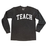 Teach (Varsity) - LONG SLEEVE Comfort Colors Tee Little Mama Shirt Shop